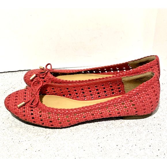 Talbots Pink Ballet Flats Woven Faux Leather Casual Shoes Bow Details US 7.5M - Picture 5 of 10